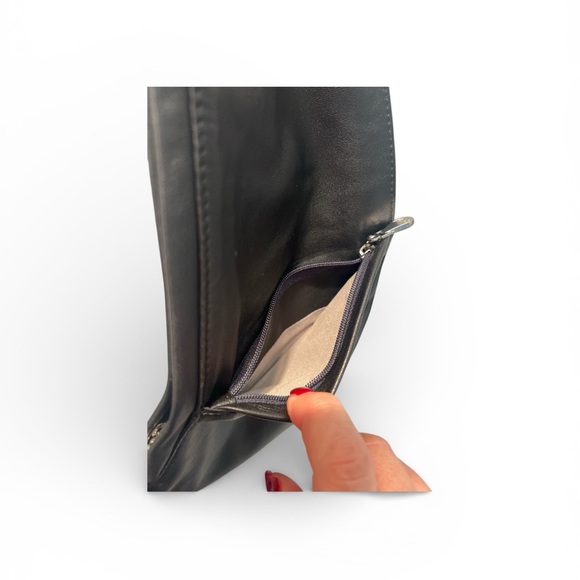 “Sash”Black Leather Sash Bag | Neck Worn Crossbody Organizer | Adjustable | NEW - Picture 5 of 8